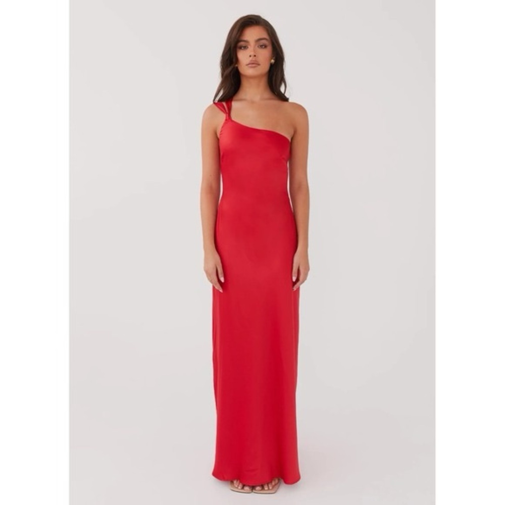 Peppermayo Vibrant Red One-Shoulder Gown